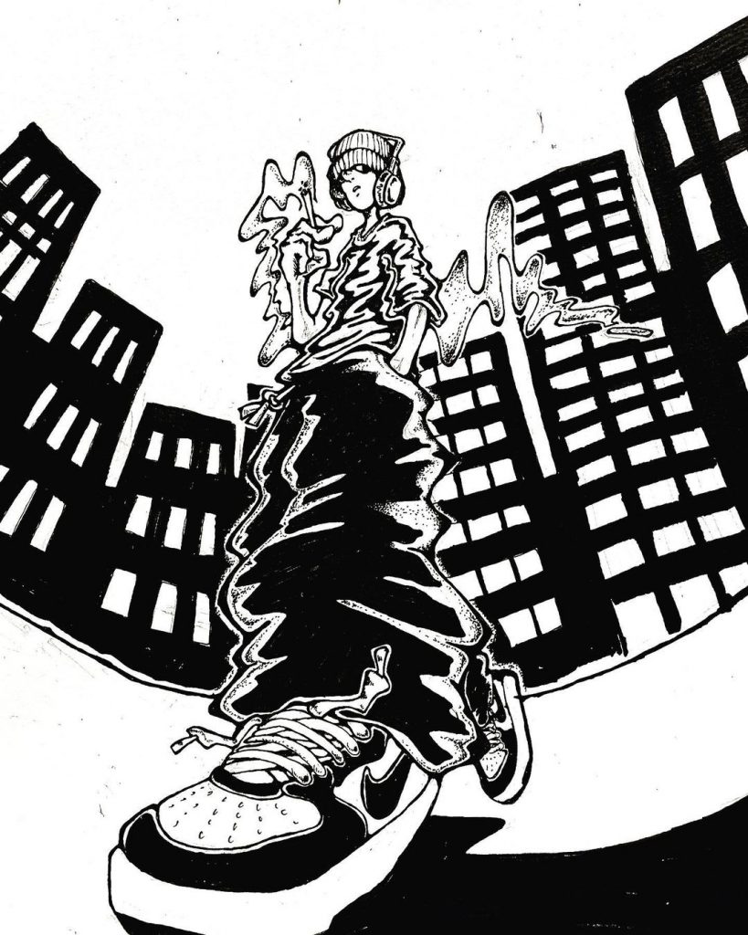 chorareii mahs illustration hip hop old school tiempo fukuoka city character